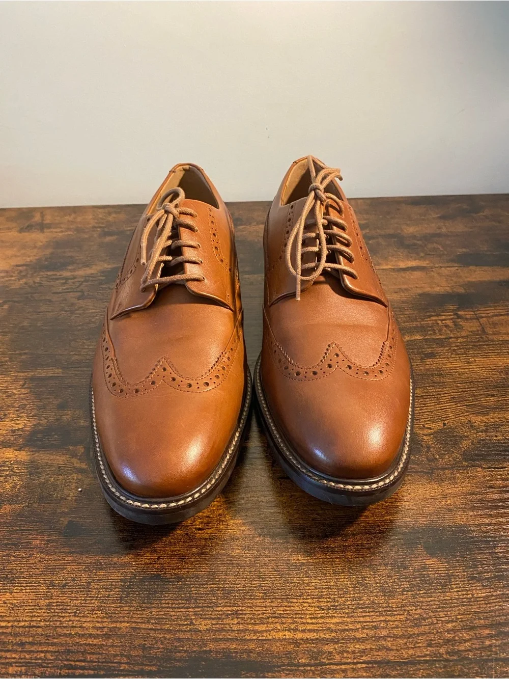 Cole Haan Men's Classic Tan Leather Wingtip Derby Shoes